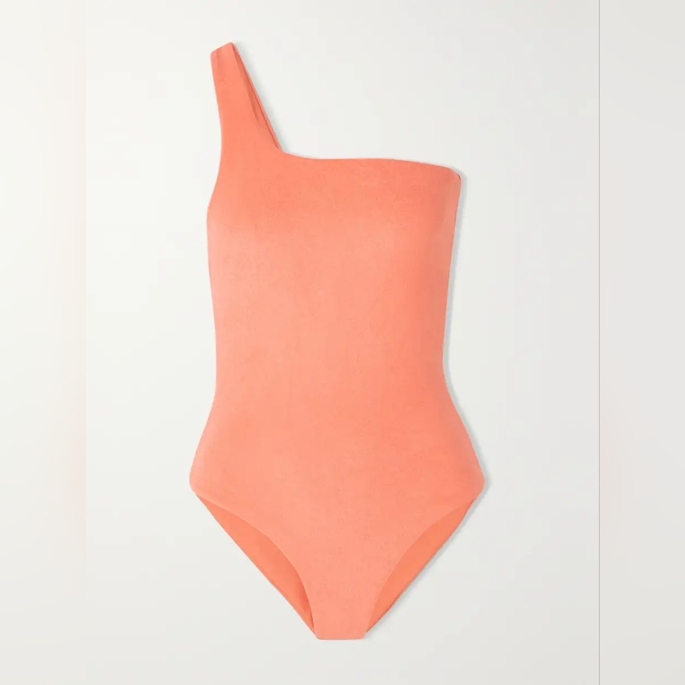 Jade Swim Evolve one shoulder stretch Terry swimsuit, Large, orange
